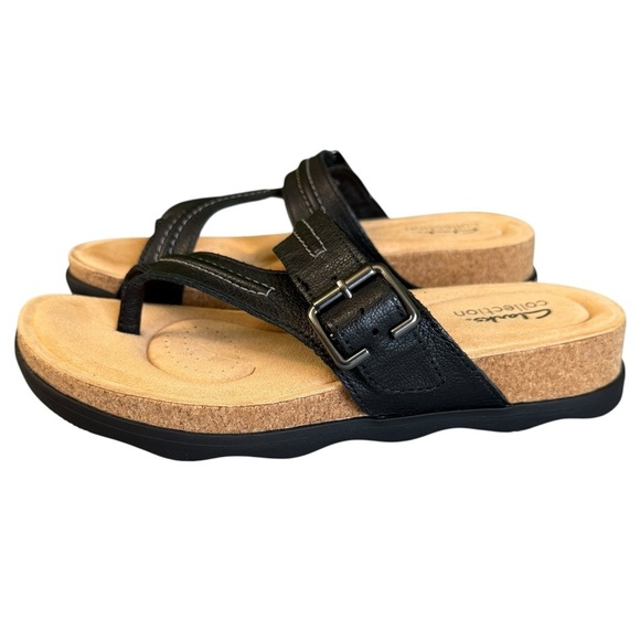 Clarks Women's Brynn Madi Toe Post Sandals. Black Size 8 #1720 NWT - Picture 1 of 6